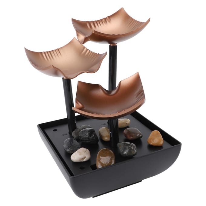 Tafelblad Waterfontein USB Circulerend Water met LED-licht Desktop Rots Stromend Water Landschap black