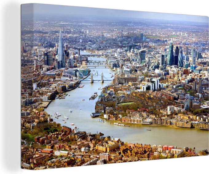 Canvas Schilderij Londen - Engeland - Theems - 60x40 cm - Wanddecoratie