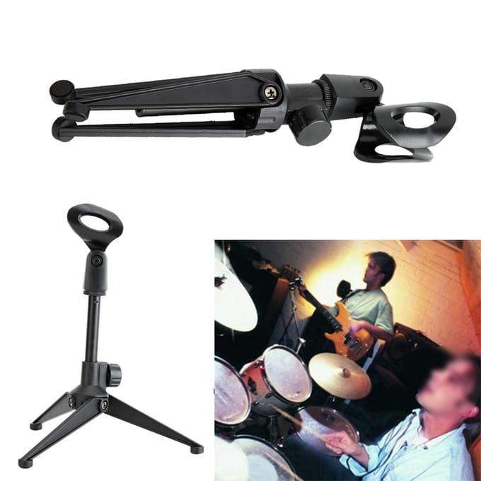 Duurzame ABS Tafel Tripod Stand Verstelbare Desktop Microfoon Klem Clip Houder voor Microfoon black