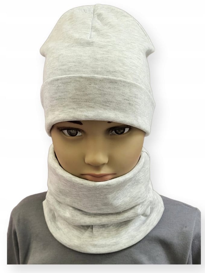 Dartomik - Babymuts en Sjaal Set - 40-44 cm - Grijs Gemêleerd