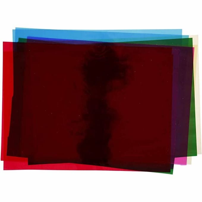 Cellofaan, 210x297 mm, diverse kleuren, 5x20vel/ 1 doos