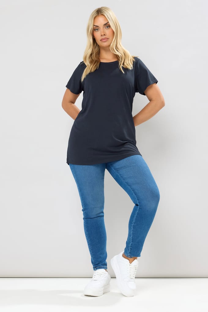 Yours Basic Tshirt Met Ronde Hals In Donkerblauwsize 42