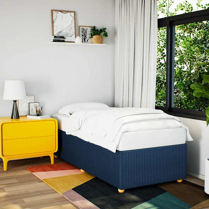 vidaXL - Bedframe - zonder - matras - 80x200 - cm - stof - blauw
