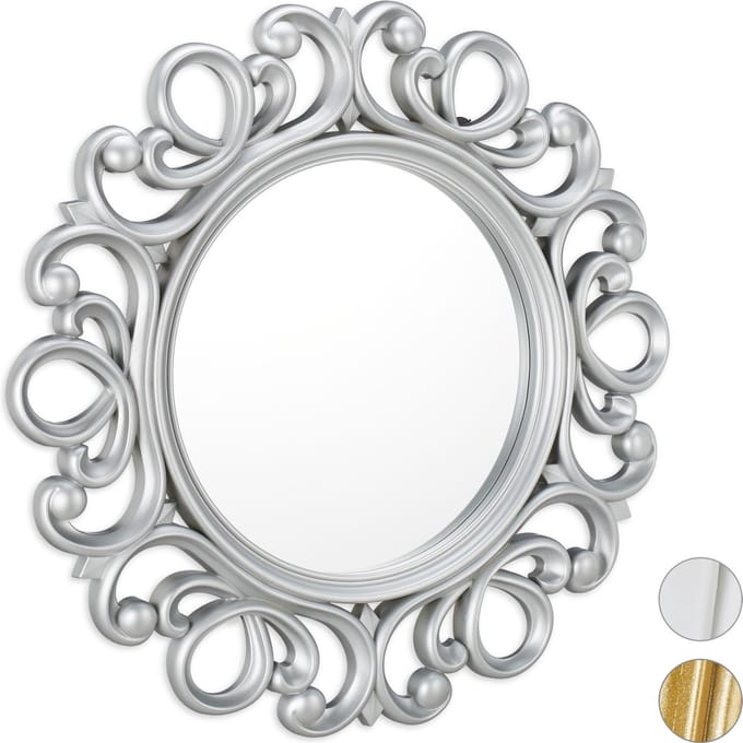 wandspiegel rond - met frame - Ø 50 cm - badkamerspiegel - zilver