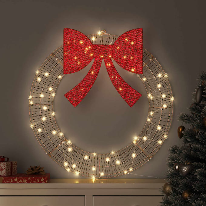Couronne avec 60 LED Blanc Chaud 76 x 76 x 8 cm PET