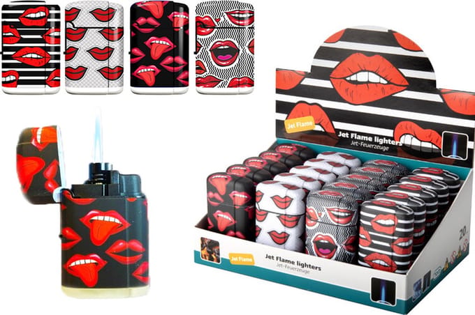 20x Jetflame aanstekers - turbo vlam - TOM® Kiss - wind proof - verstelbaar vlam - navulbaar