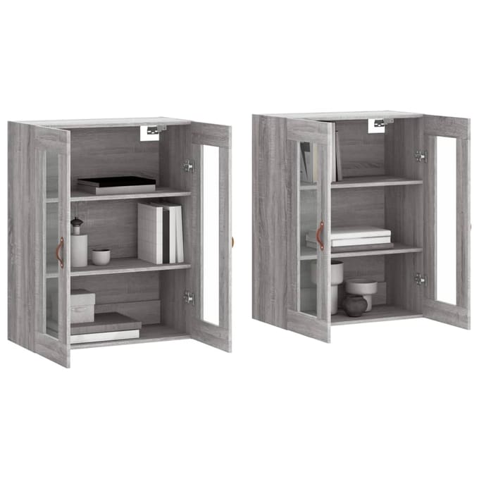 vidaXL - Hangkasten - 2 - st - bewerkt - hout - grijs - sonoma - eikenkleurig