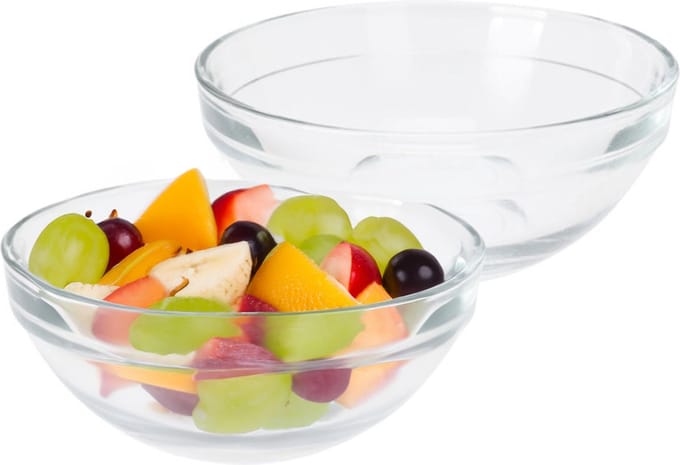 Excellent Houseware Kommetje/serveer/fruit schaal - 4x - glas - stapelbaar - 500 ml - 14 x 6 cm