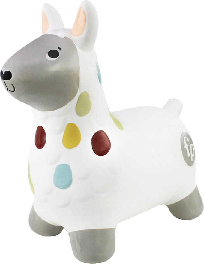 Fisher-Price Hopper Lama Skippy Dier - Jumping Skippydier met Pomp - Wit - 55 x 40 x 28,5 cm