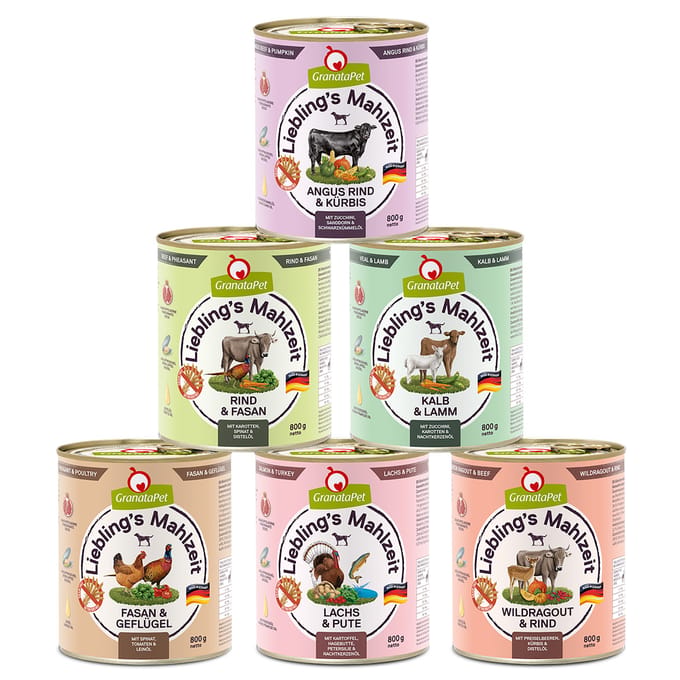 6x800g GranataPet Lievelingsmaaltijd Mix II (6 varianten) Hondenvoer