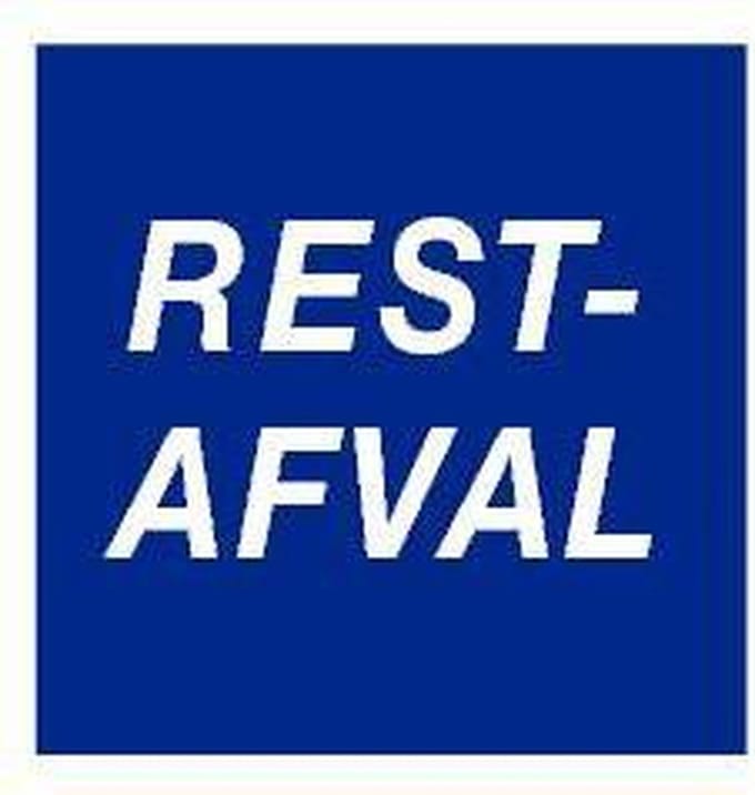 Restafval sticker, blauw wit 100 x 100 mm