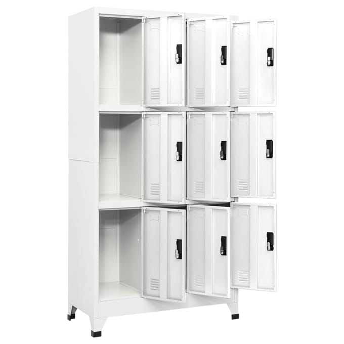 vidaXL - Lockerkast - 90x45x180 - cm - staal - wit