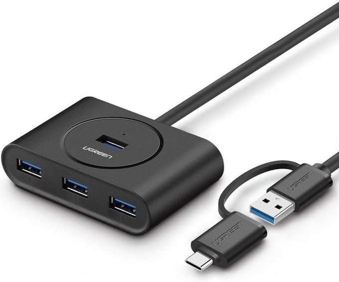 UGREEN USB 3.0 Hub with USB-A & USB-C Port USB hub - 4 - USB 3.0 - Zwart