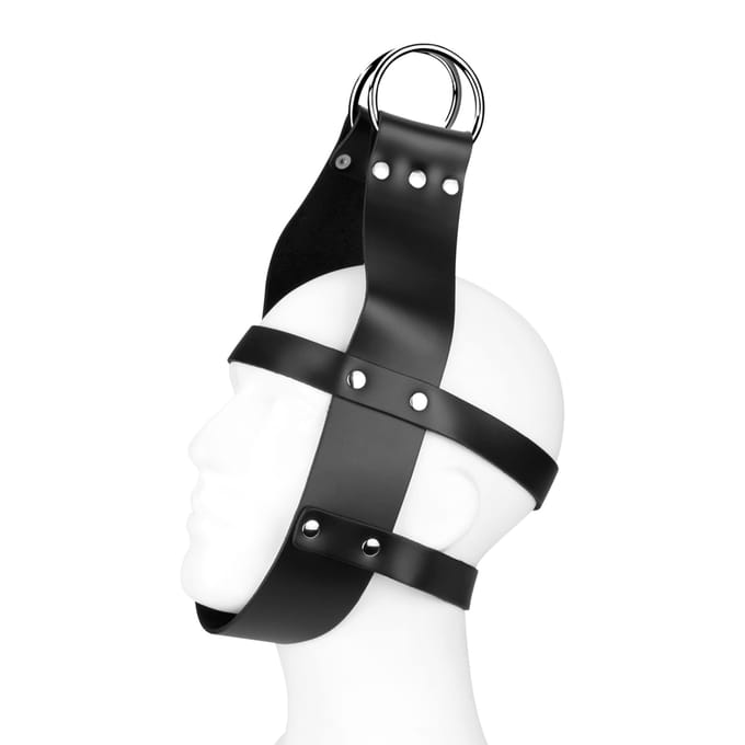 Rimba - Bondage Suspension Masker Met Ringen En Kinband - Zwart