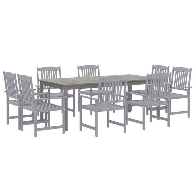 vidaXL - 9-delige - Tuinset - massief - acaciahout - grijs