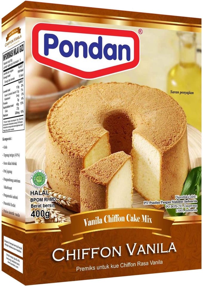 Chiffon vanila - Pandan cake - vanilla - Vanila chiffon cake mix - cakepoeder - Pondan
