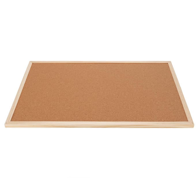 Tableau d'affichage en liège double face 40 x 60 cm avec cadre en bois pour bureau, école, maison brown