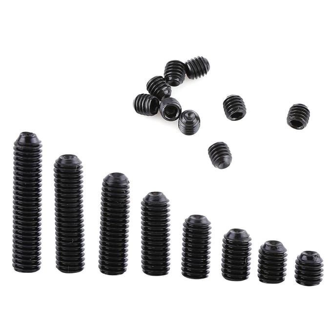 200 stuks M3 Zwart Koolstofstaal Inbusbout met Punt Assortiment