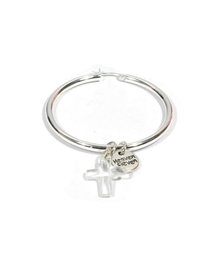 Heaven Eleven - dames oorbel - Ibiza - oorring - 925 zilver - swarovski elements - kruis