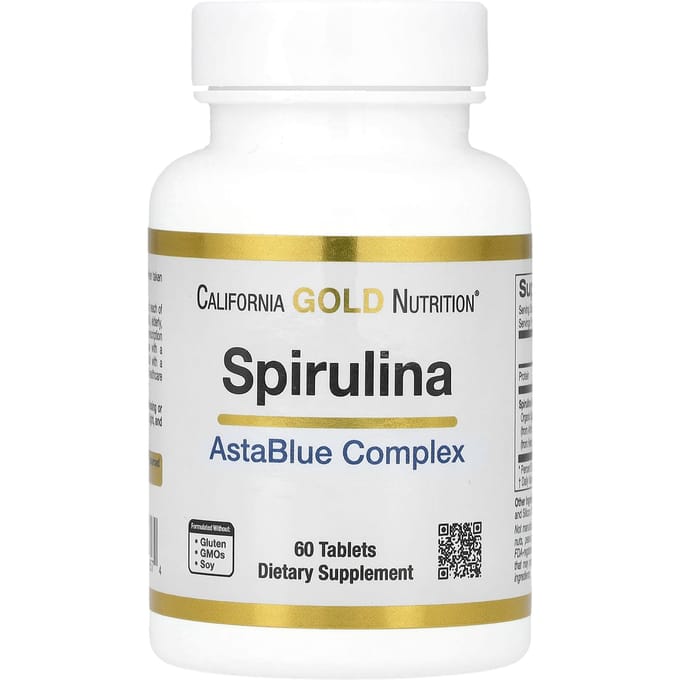 California Gold Nutrition, Spirulina AstaBlue Complex, 60 tabletten