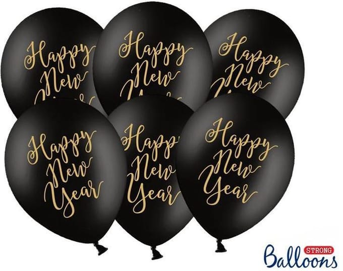 Partydeco - Ballonnen Happy New Year classic 6 stuks