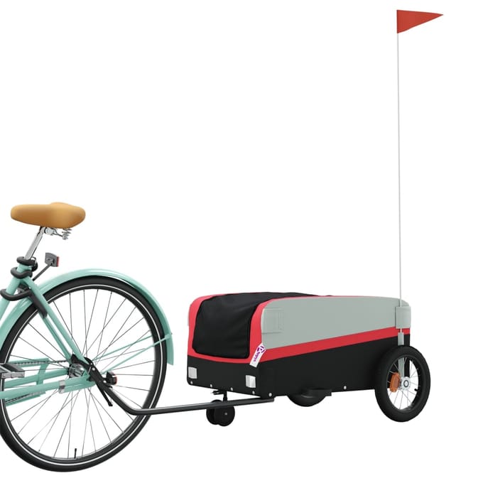 Vidaxl Remorque à Vélo, Noir-Rouge, 30 kg, Fer