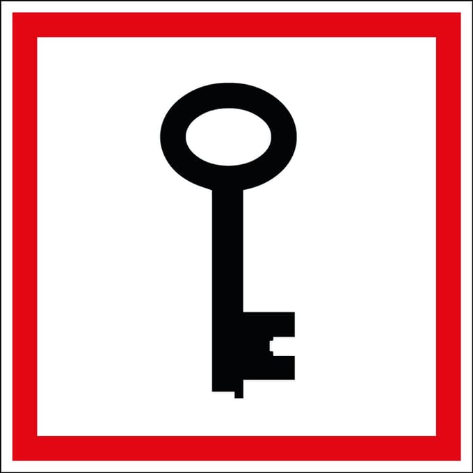 Noodsleutel bord - kunststof 200 x 200 mm
