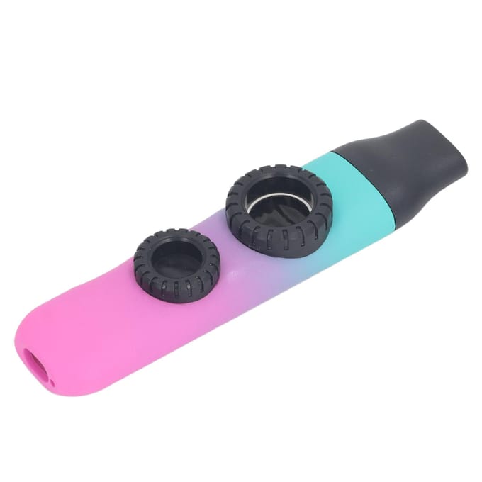 Kazoo Instrument Dubbel Fluitgat Instelbare Toon met Membraan Vervanging Mondstuk pink