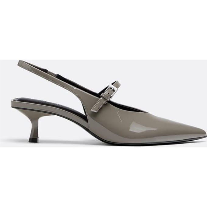 Stradivarius Hakken met lakleren look  GRIJS 38