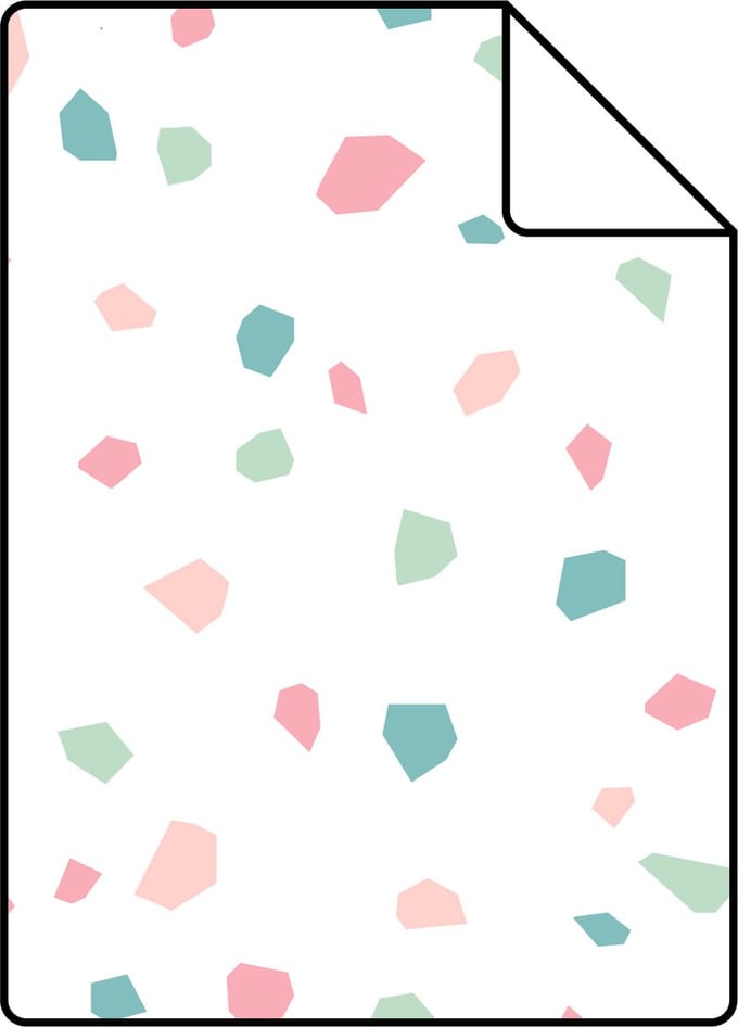 Proefstaal ESTAhome behang terrazzo wit, roze en groen - 26.5 x 21 cm - 139304-S