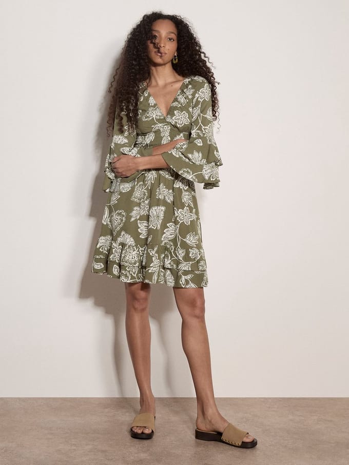 Sarasa bloemen mini-jurk met ruches