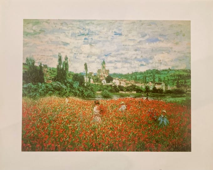 Mini kunstposter - Claude Monet - Papaverveld in Giverny - 24x30 cm