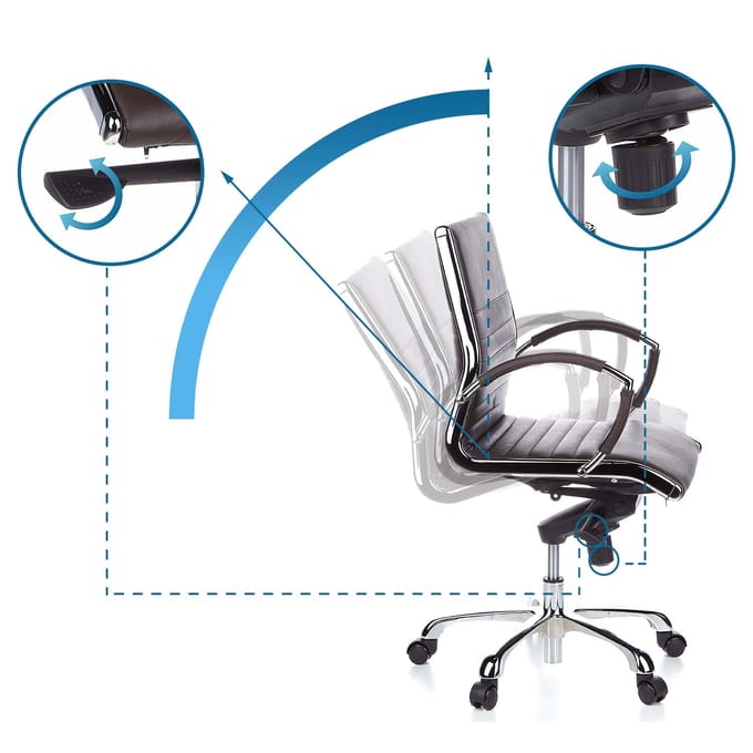 Hjh Office Bureaustoel Parma 10 Leder - Bruin Chroom
