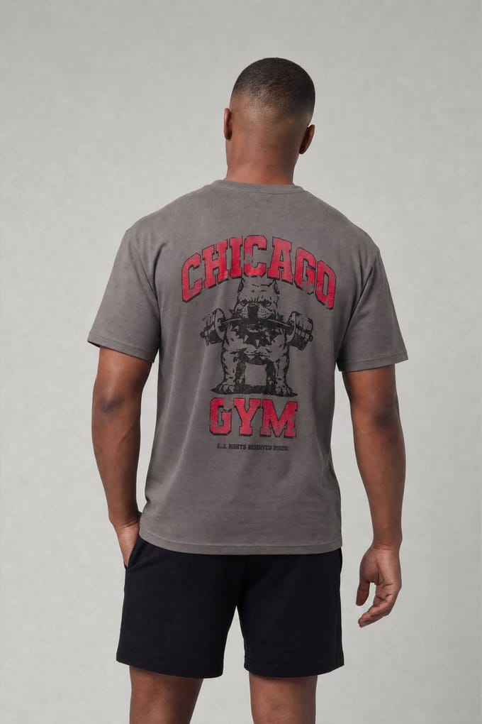 Active Chicago Gym Oversized T-shirt | Charcoal | Size Small