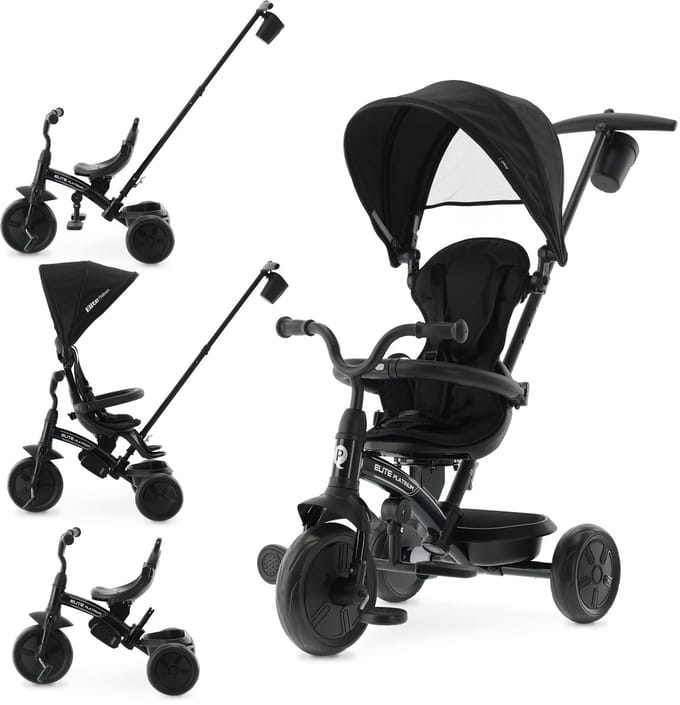 Qplay Elite Platinum Driewieler - Duwstang - Kinderdriewieler - Zwart