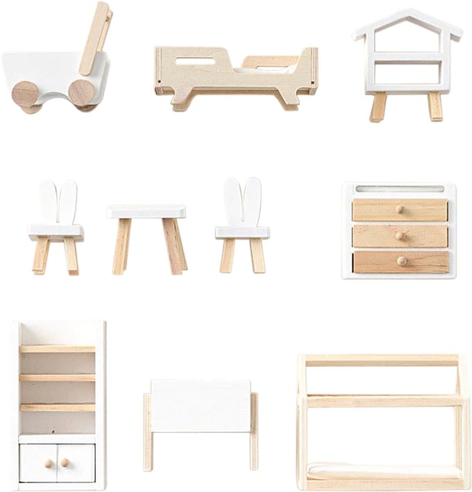 Petite Amélie Poppenhuis meubels - Vanaf 3 jaar - Set van 10 - Hout