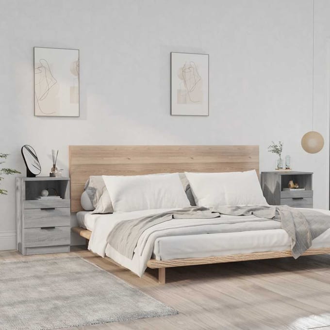 vidaXL - Nachtkastjes - 2 - st - Grijs - Sonoma - Medium - Engineered - Wood