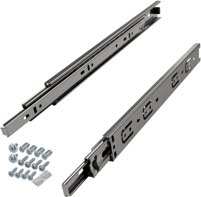 SOTECH 5 paar uitschuifbare geleiders KV-25-H35-L450-NF-MS 450 mm standaard uitvoering, max. belasting 25 kg, uitschuifbare lade incl. schroevenset