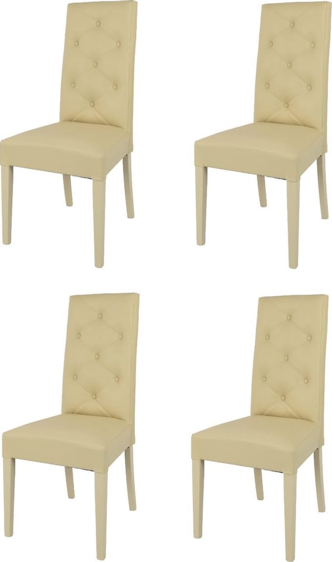 Tommychairs Chantal - Eetkamerstoelen - Set van 4 - Zand - Kunstleer & Hout