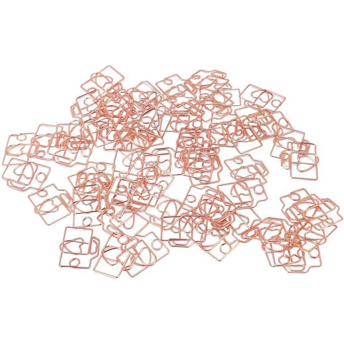 80 STuks Paperclip IJzer Camera Vormig Leuke Bladwijzers Planner Clip met Opbergdoos voor Kantoor Roze rosé gouden kleur