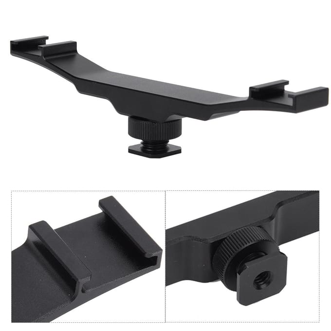 Dubbelzijdige Koude Schoen Mount Beugel Verlengstang voor Camera Flits Vullicht Microfoonhouder black