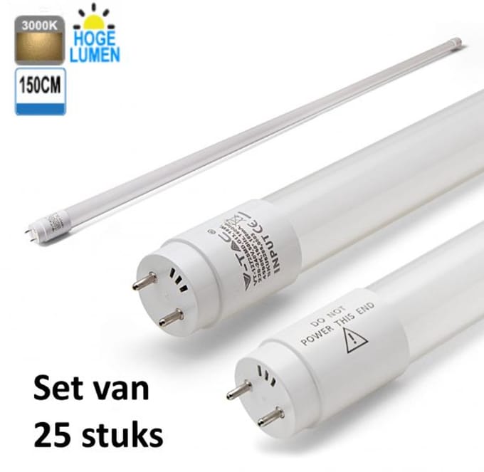 LED Buis High Lumen 150CM 3000K |Warm Wit | set van 25 stuks