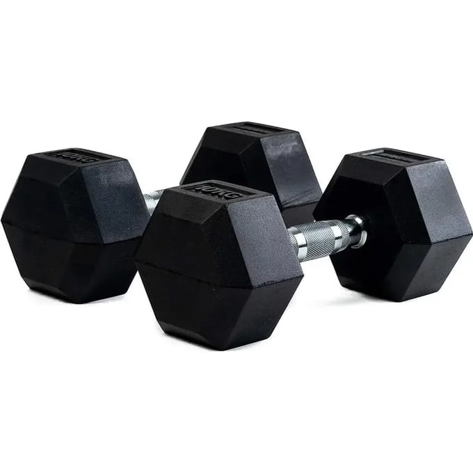 Hexagonale rubber dumbbell Bodytone