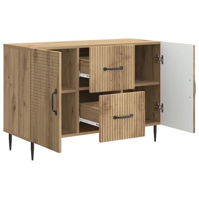 vidaXL - Dressoir - Artisanaal - eiken - 89 - x - 34,5 - x - 60 - cm - Bewerkt - hout