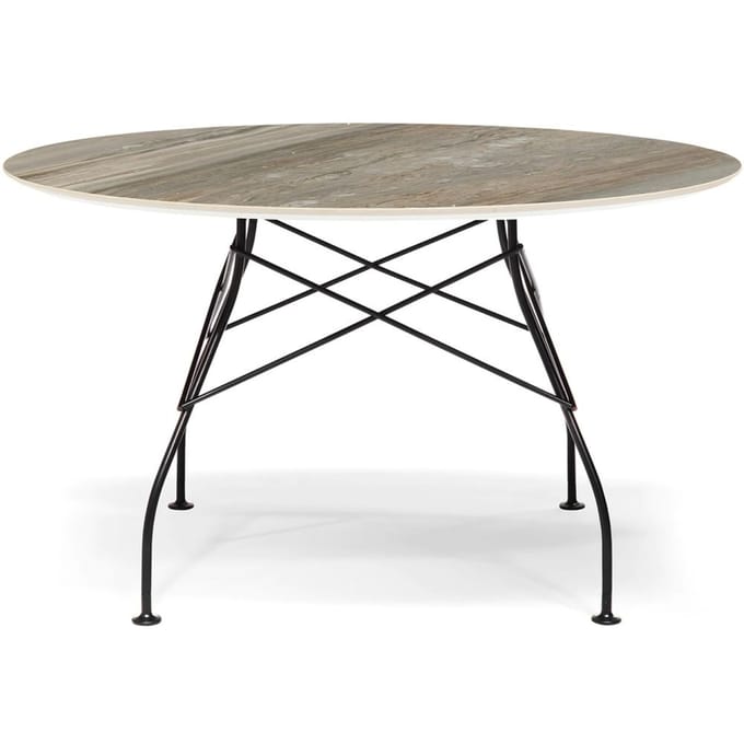 Kartell Glossy tafel - Tropical Grey - zwart - rond