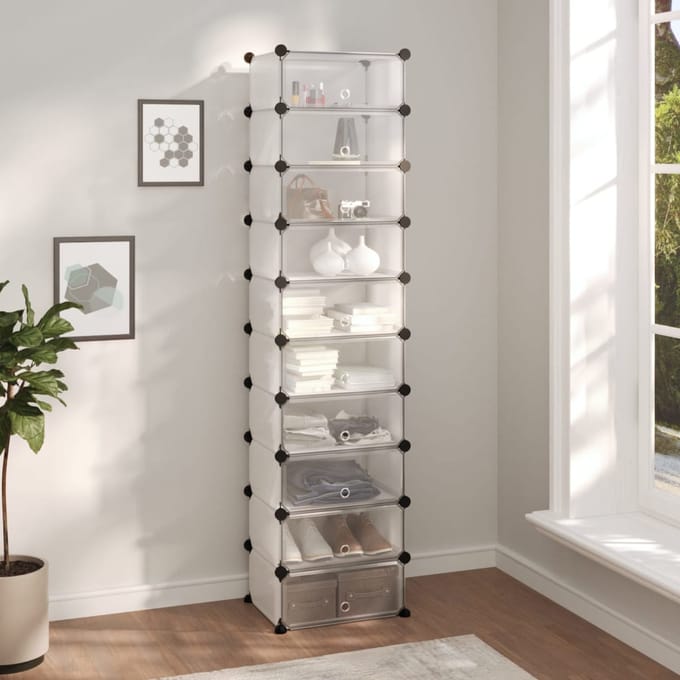 vidaXL - Schoenenrek - 44x32x174 - cm - polypropeen - transparant