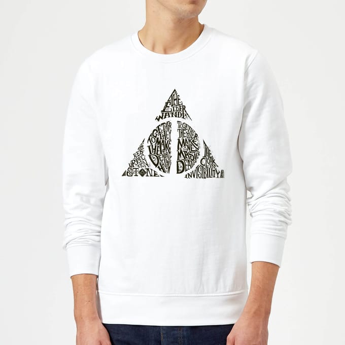 Harry Potter Deathly Hallows Text trui - Wit - S