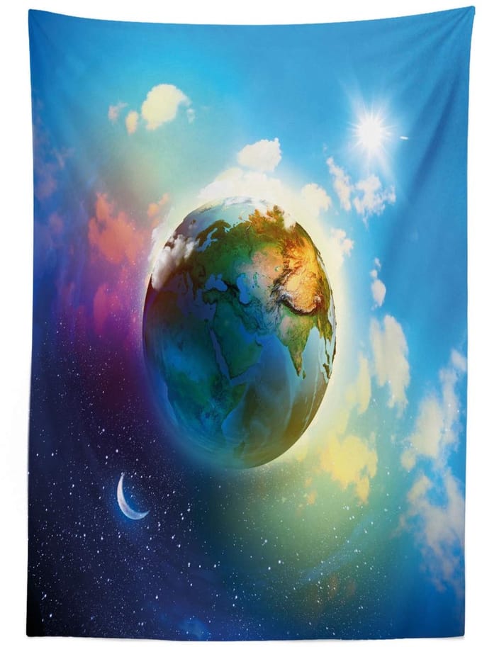 ABAKUHAUS Kosmos Tafelkleed – Satijn, 140x170 cm, Blauw/Violet