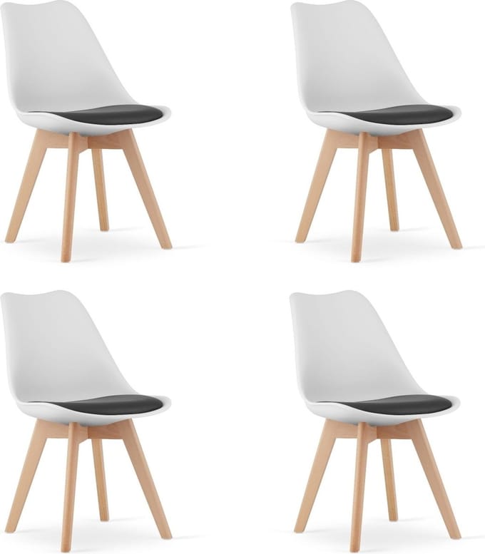 Scandinavische eetkamerstoelen - set van 4 - beukenhout - 82 x 49 cm