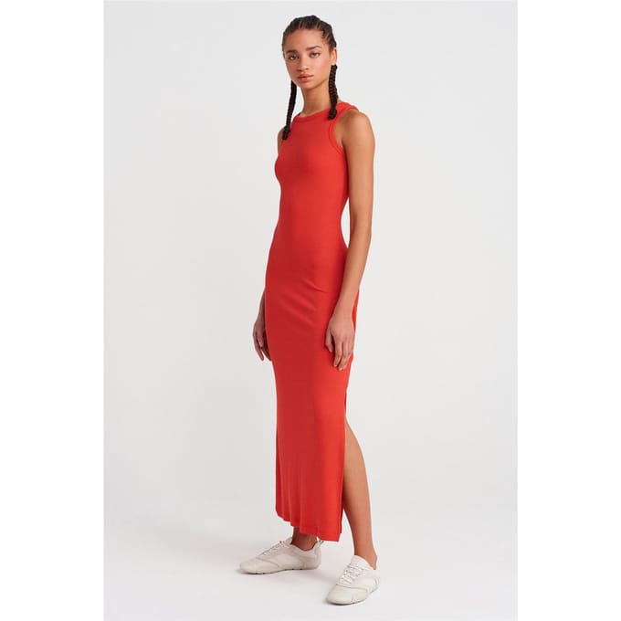Mouwloze Bodycon Midi Jurk Met Splits